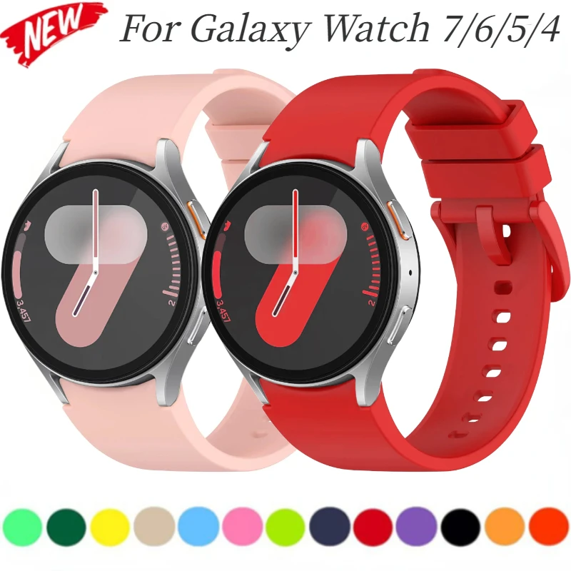 

Ремешок силиконовый для Samsung Galaxy Watch 7/6/5/4 40 мм 44 мм, оригинальный браслет для часов Classic 6-4 47 мм 43 мм 46 мм 42 мм