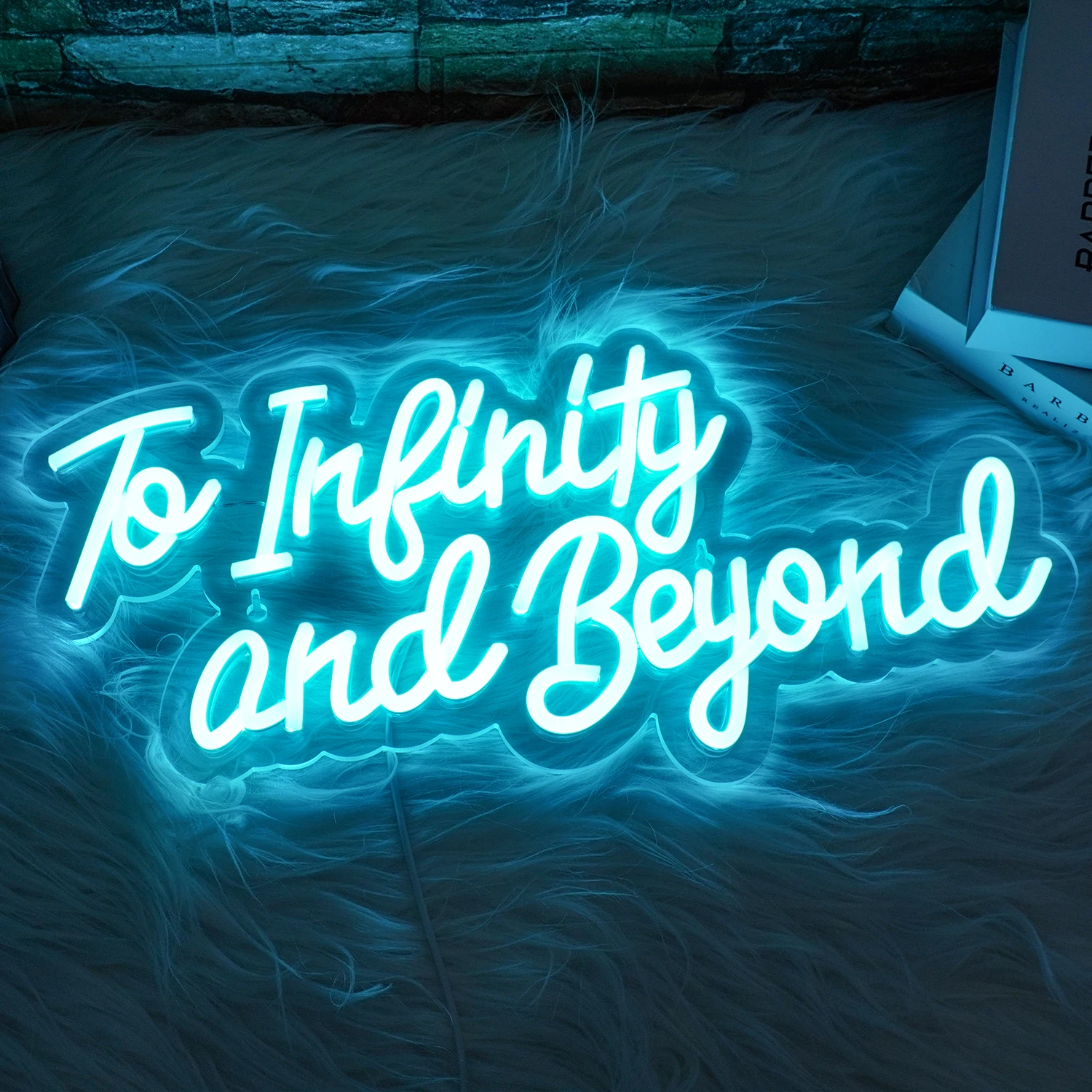 Imagem -03 - Infinito para e Além Neon Led Sign Blue Letter Signs Luzes do Quarto Home Decoração do Quarto Dimmable Usb Powered Lâmpada