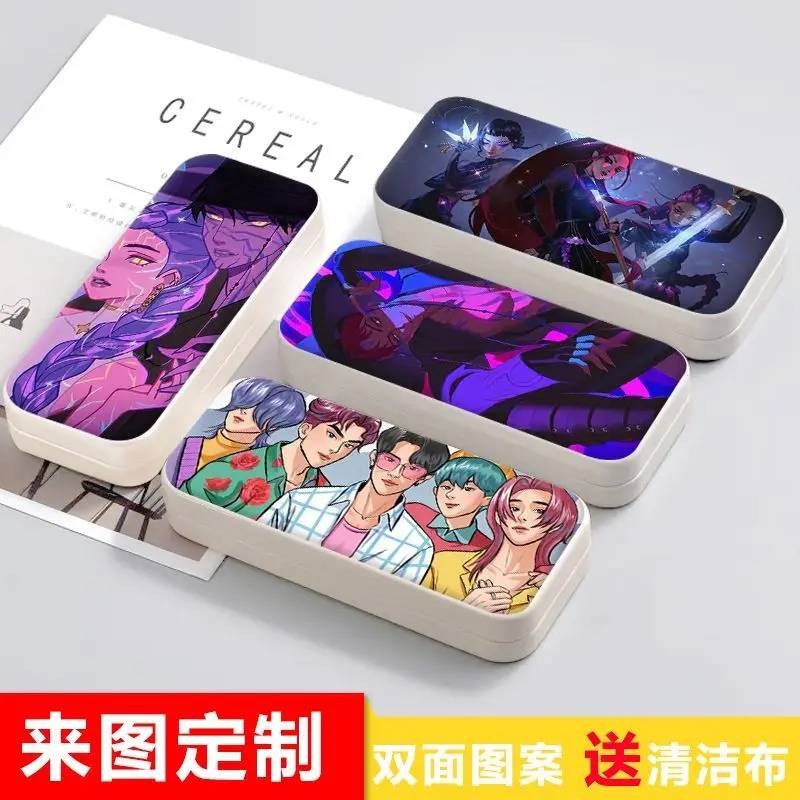 KPop Demon Hunters Rumi Mira estuche para gafas lindo dibujos animados Anime caja de almacenamiento portátil resistente a la presión para estudiantes regalo de cumpleaños