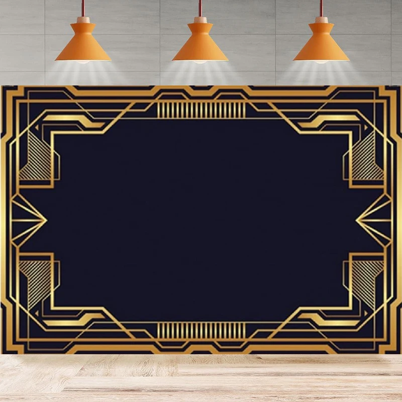 Great Gatsby Photography Backdrop Party Gold Texture Black Crazy 1920s Birthday Poster Background Wall Home Party Decor Banner