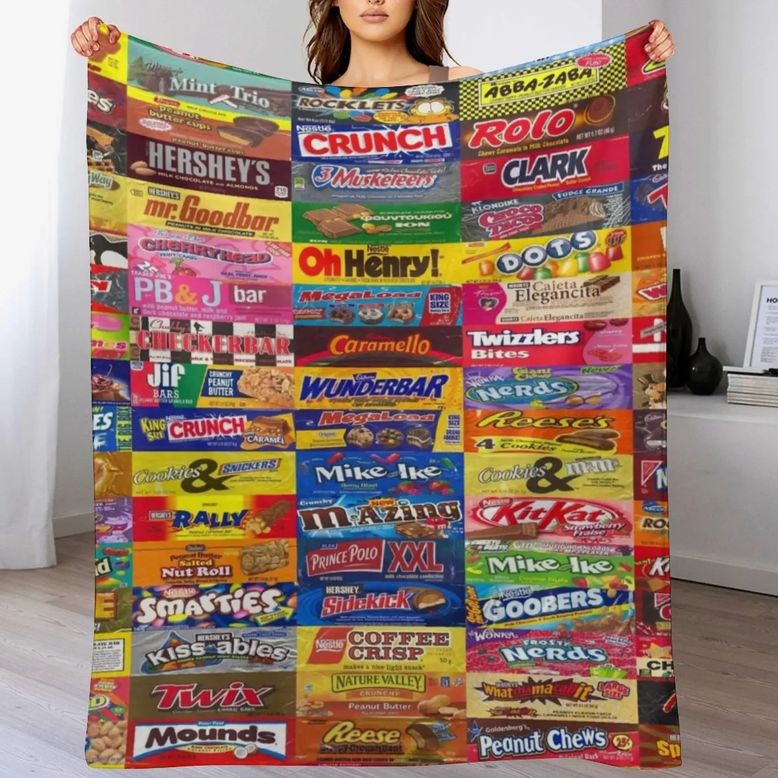 Candy Wrappers Throw Blanket Cozy Napping Blanket Gift for Mom Dad