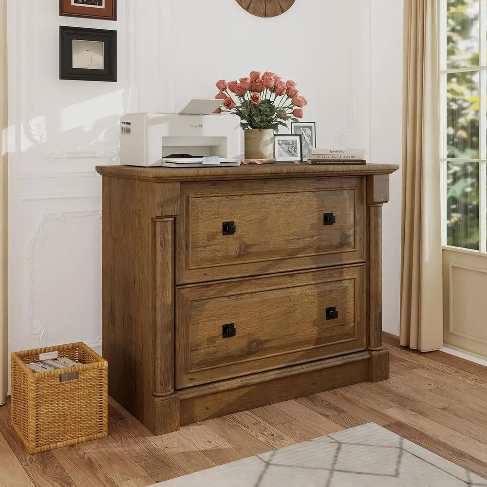 

Большой деревянный шкаф для хранения с подвесными лотками для форматов Letter, Legal и A4, высота 36,8 дюймов, идеально подходит для домашнего офиса и принтера