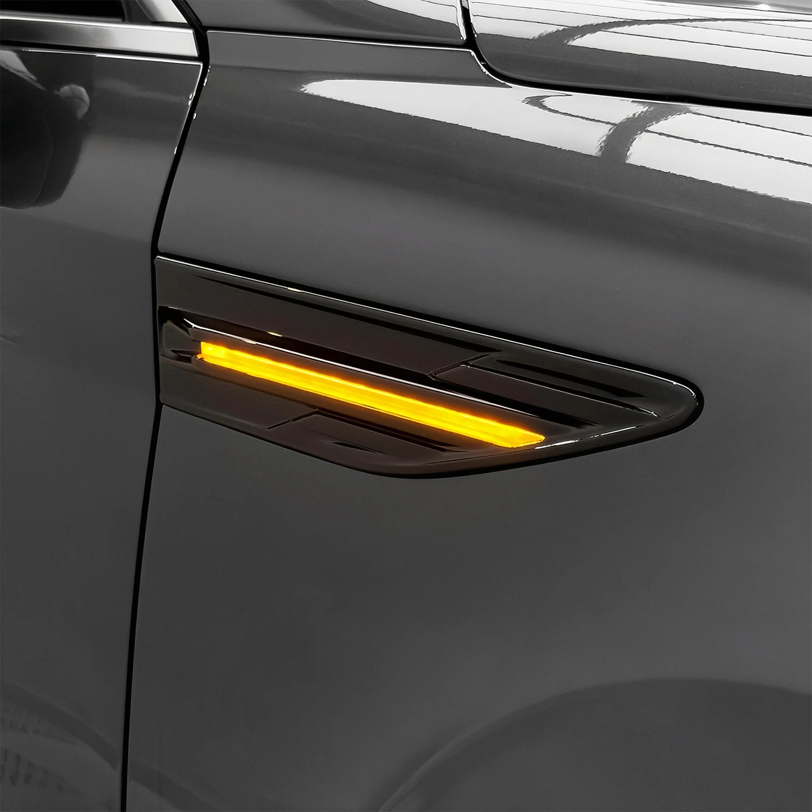 

Car Styling Door Side Leaf Plate Cover Gloss Black Auto Body Side Decoration ABS Sticker For Hyundai Sonata DN8 2024 2025