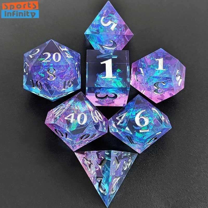 مجموعة النرد الراتنج من الجمجمة الجميلة ، لعبة مجلس DND ، فريق تشغيل COC ، TRPG Cthulhu Polyhedron ، D20 ، 7 قطعة