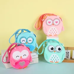 1pc peluche cartone animato gufo borsa a tracolla per bambini carino borsa a tracolla rotonda ragazzi bambini piccolo portamonete borse portafoglio