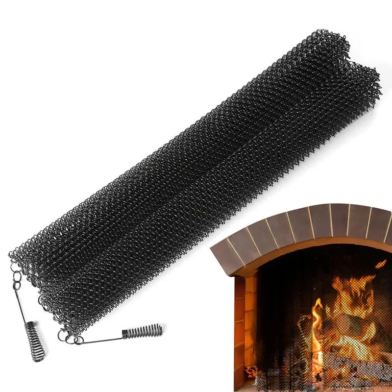 

2 Pieces Fireplace Mesh Screen Metal Guard Curtain Rustproof Fire Spark Guards Home Decor Effectively Block Fireplace Sparks