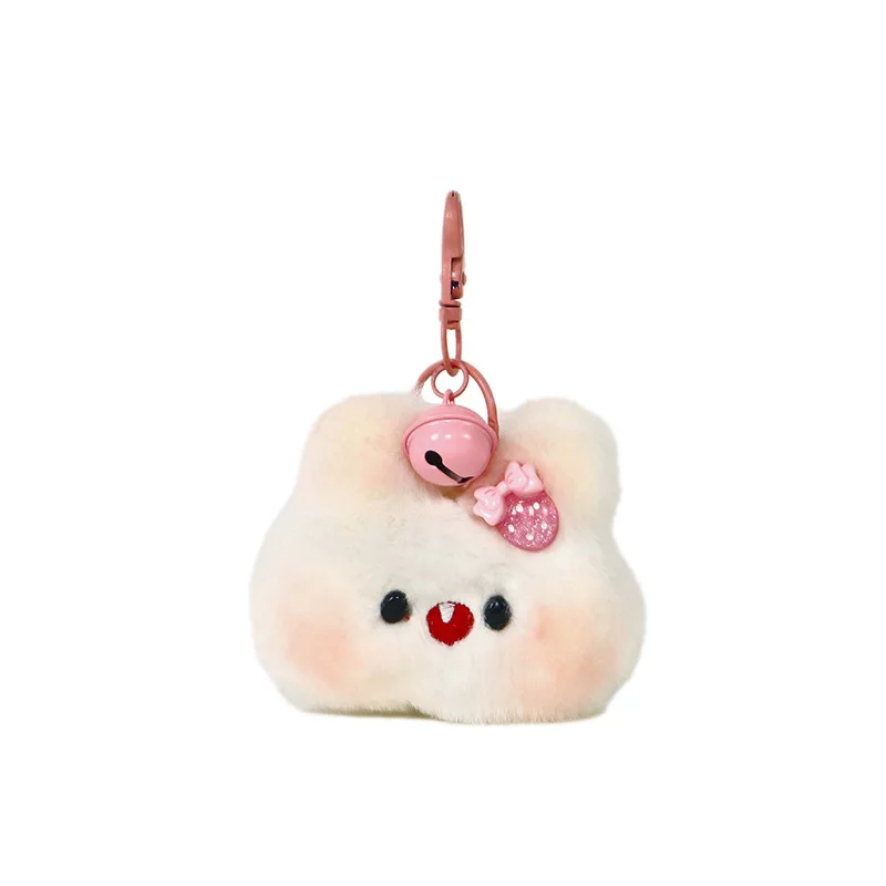 Konijnenkop Sleutelhanger Leuke Cartoon Boog Poeder Blusher Bunny Pop Pluche Pop Tas Decoratie Grappig Speelgoed voor Vrouwen 1pcs