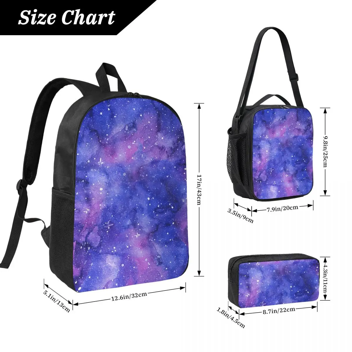 Space Galaxy Constellation Backpack Boys Girls BookBag School Bag Laptop Shoulder Bags 3ps Insulated Lunch Bag Pencil Case