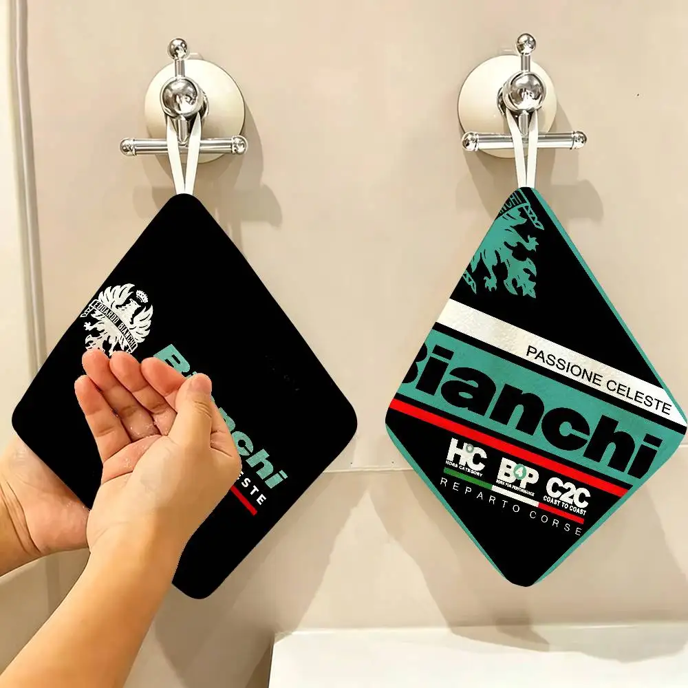 bicycle brand B-Bianchi Italy Polyester Cotton Hand Wiping Towel, Hanging Design, Durable for Household Restaurant Toilet Use