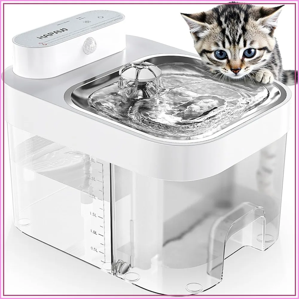 

Cat Water Fountain, 101oz/3L Large Capacity, Wireless Automatic Pet Water Dispenser with Wastewater Separation, No Filter Cotton