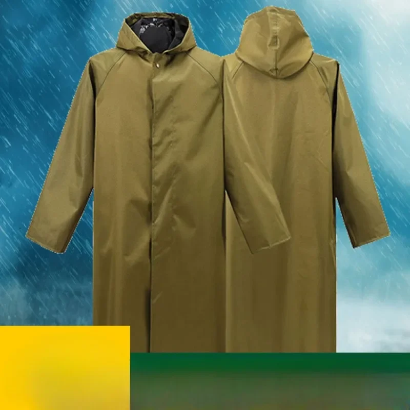 Hiking Construction Site One-piece Windbreaker Style Poncho Full Body Raincoat 2024 New Long Sleeved Canvas Thickened Outdoor