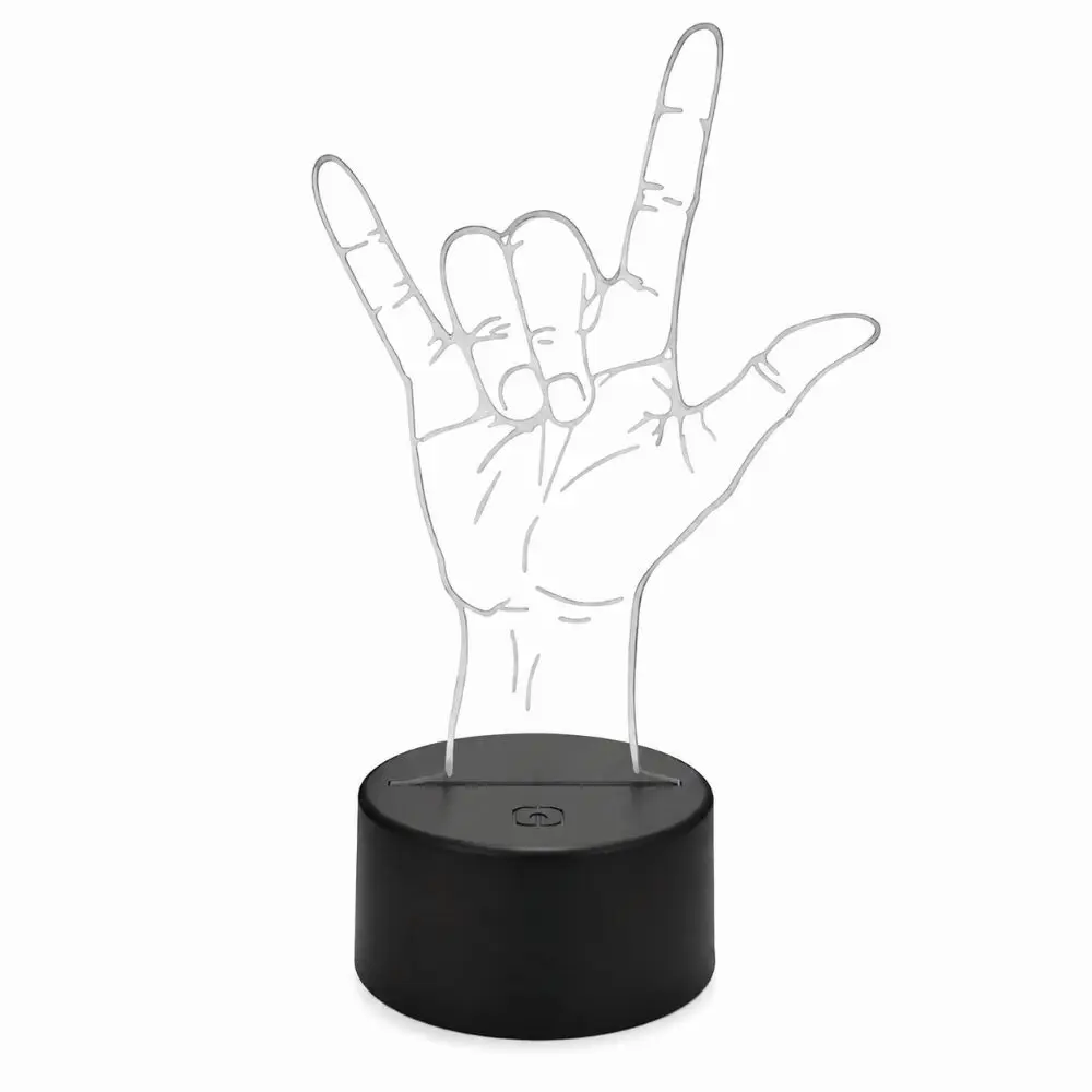 3D Sign Language I Love You Night Lamp Touch Control USB or Battery Powered LED Night Light 7 Colors Decorative Lamp
