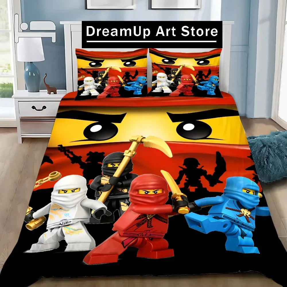 Duvet Cover Cartoon Game Pillowcase Bedding Set Boy Girl Bedroom Decoration Boys-N-ninjagos-Gift Single Double Large Size