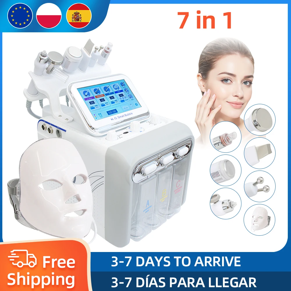 Appareil de soin du visage 7 en 1 Hydro Dermabrasion à l'hydrogène et à l'oxygène, nettoyage en profondeur du visage, lifting, pulvérisation, exfoliation, dispositifs de soin de la peau Aqua
