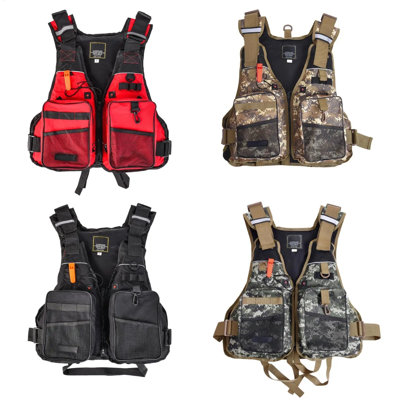 Fishing Life Vest Quick Dry Length Adjustable Reflective Buoyancy Watersports Vest for Men Women Outdoor Boating Swimming
