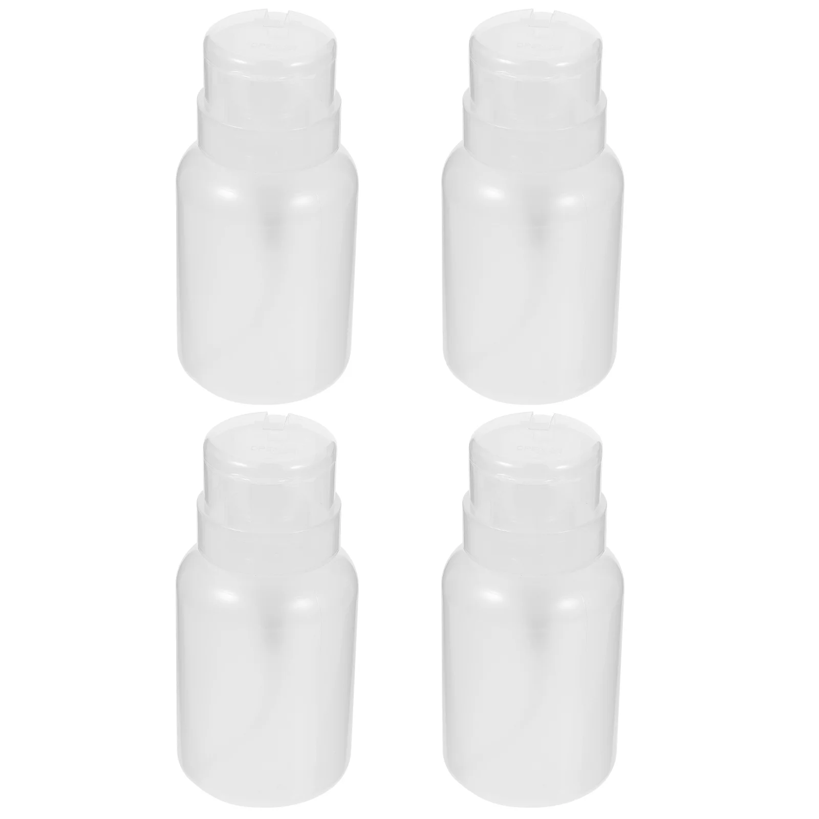

4Pcs Liquid Pump Bottles Refillable Press Type Dispensers Nail Polish Remover Jar Pump Bottle for Daily Use Bottles