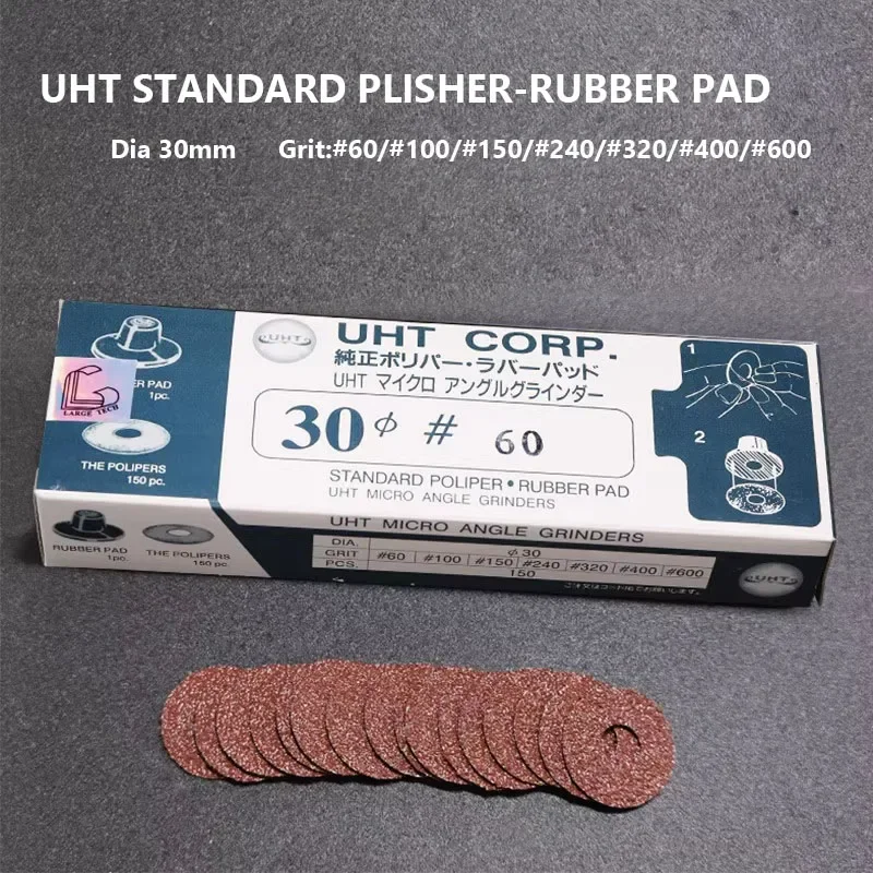 

30mm Self-Adhesive Sandpaper 150Pcs, UHT Circular Polishing Discs 60-600# for Pneumatic Elbow Grinder, PSA Sanding Pads Kit