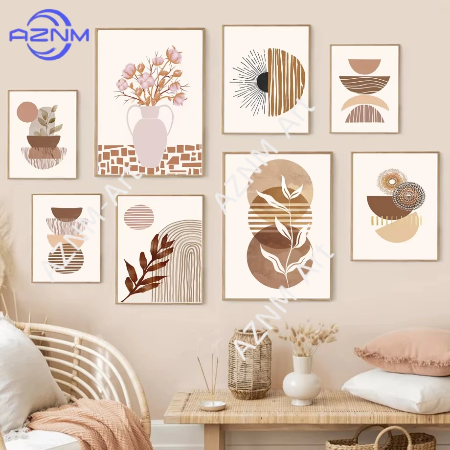 1 Stück abstrakter Boho-Wandkunstdruck, Blumen-Leinwandgemälde, nordisches Poster, Wandbild für Wohnzimmer, Zuhause
