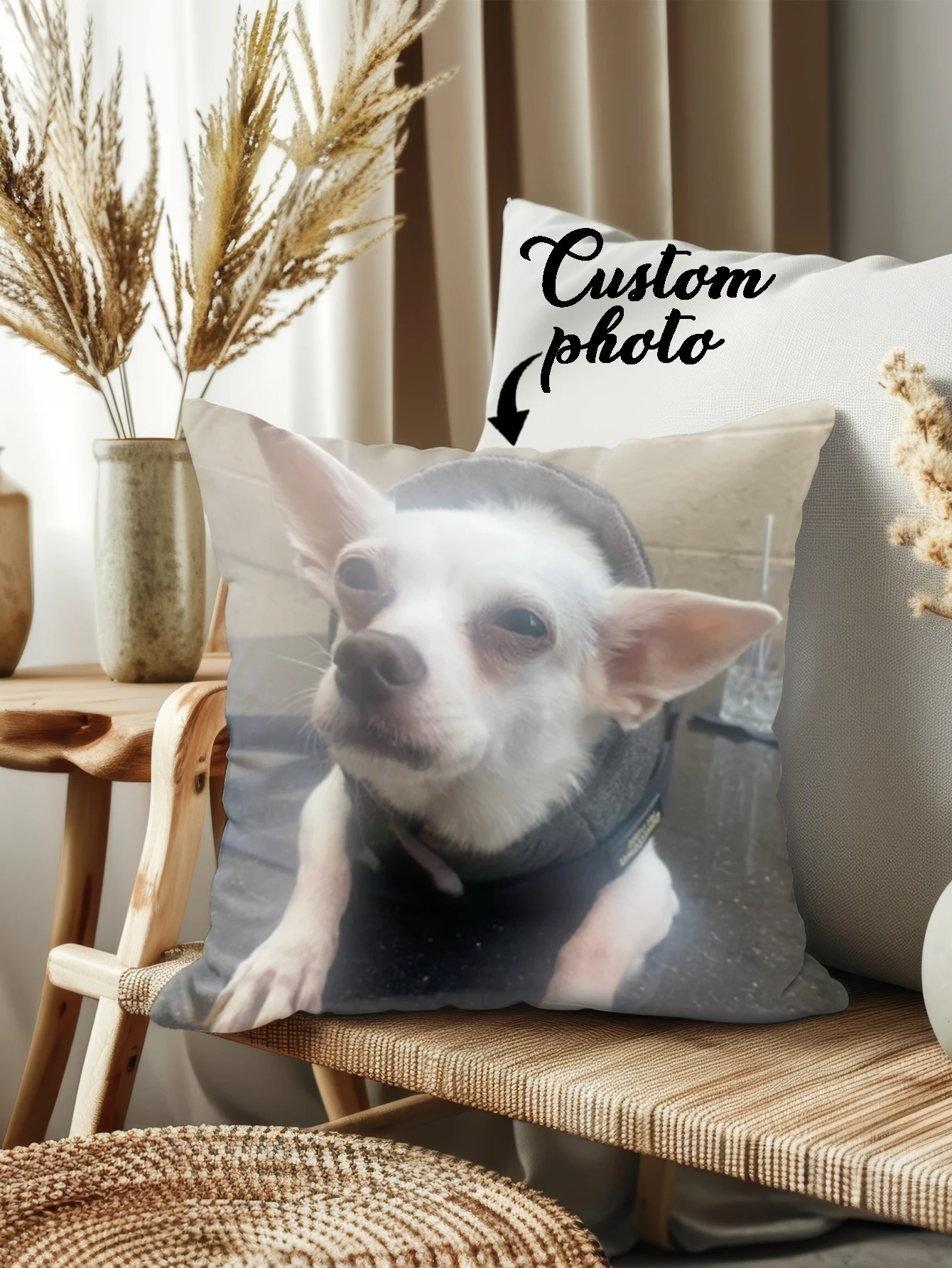 1 piece, custom photo pillowcase Personalized gift, machine washed polyester zipper close (single side printing only, no back)