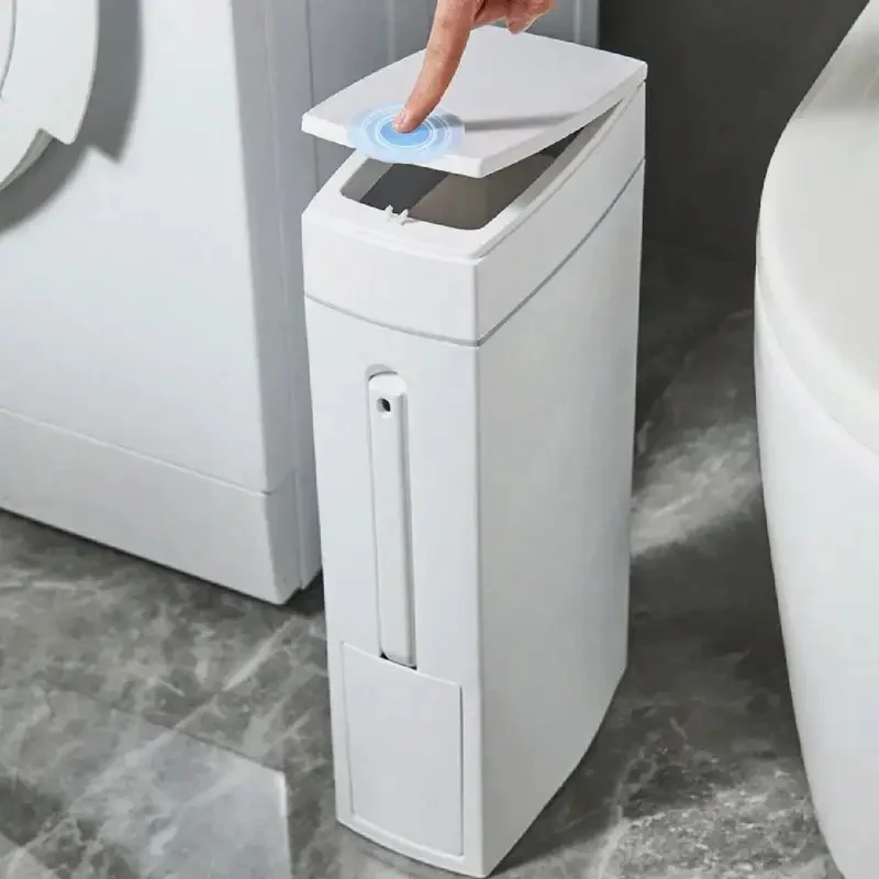Stocking Stuffers Christmas Gift Narrow Bathroom Trash Can Toilet Brush Combo With Lid Space‑Saving Garbage Bin for Bathroom