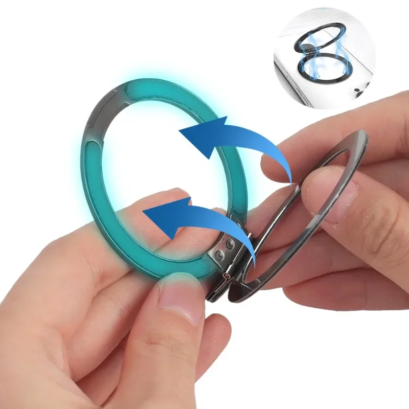 Magnetic Finger Ring Mobile Phone Holder For Magsafe iPhone 15 16Wireless Charging Metal Plate Folding Magnet Bracket Universal