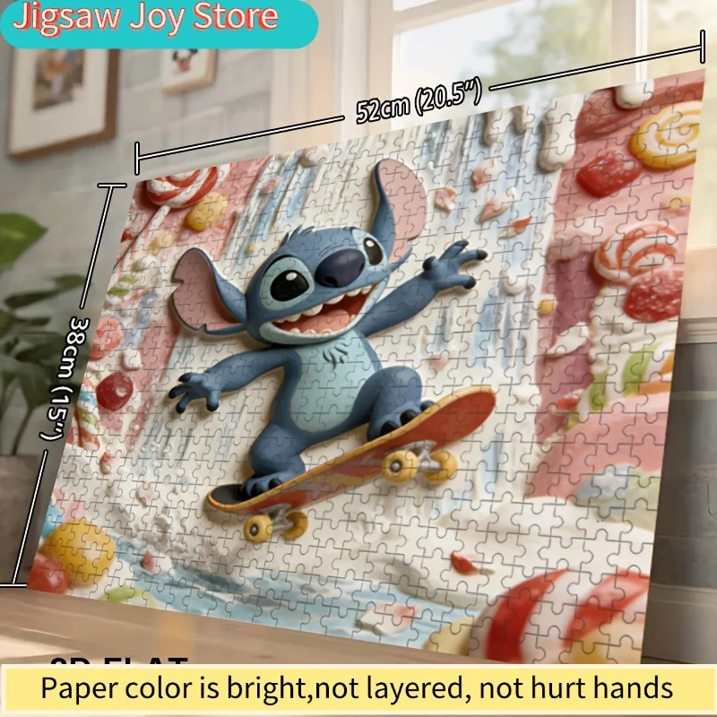 ภาพพิมพ์ตกแต่งบ้าน 2D ลายดิสนีย์ สติทช์ และมิกกี้เมาส์, ปริศนา 2D แบบแบน, ดิสนีย์, ปริศนาฝึกสมองสำหรับผู้ใหญ่, เหมาะสำหรับครอบครัว