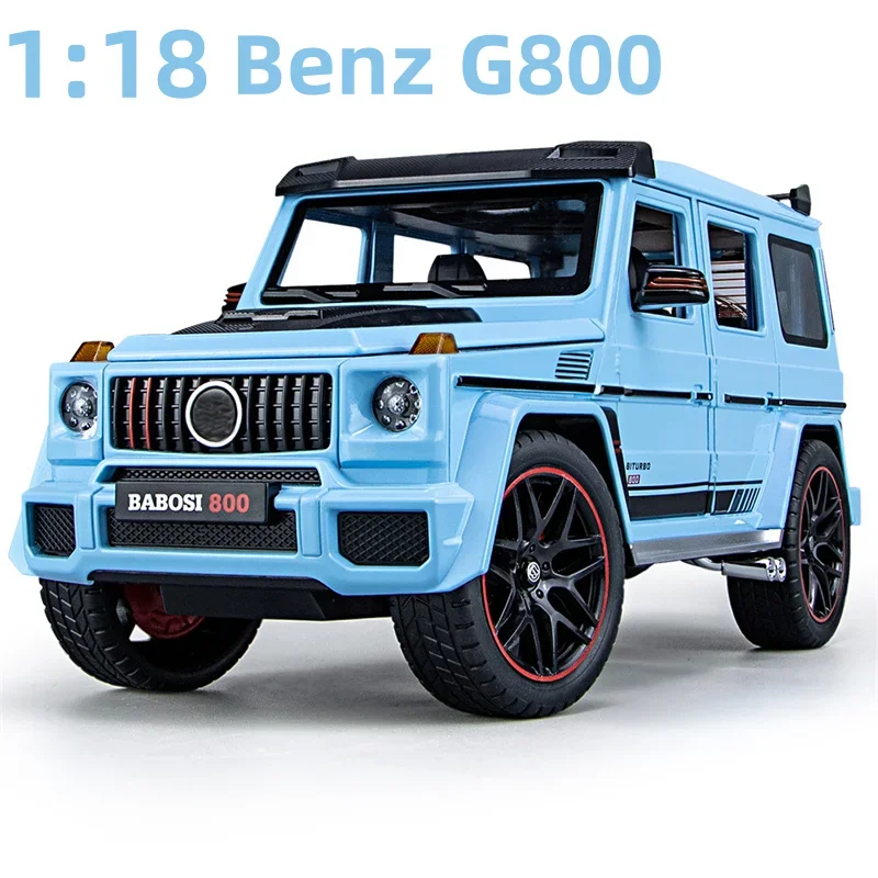 1:18 Benz G800 Off-Road Vehicle Alloy Diecast SUV  Simulation Sound And Light Pull Back Toy Car Collection Model Boys Toys