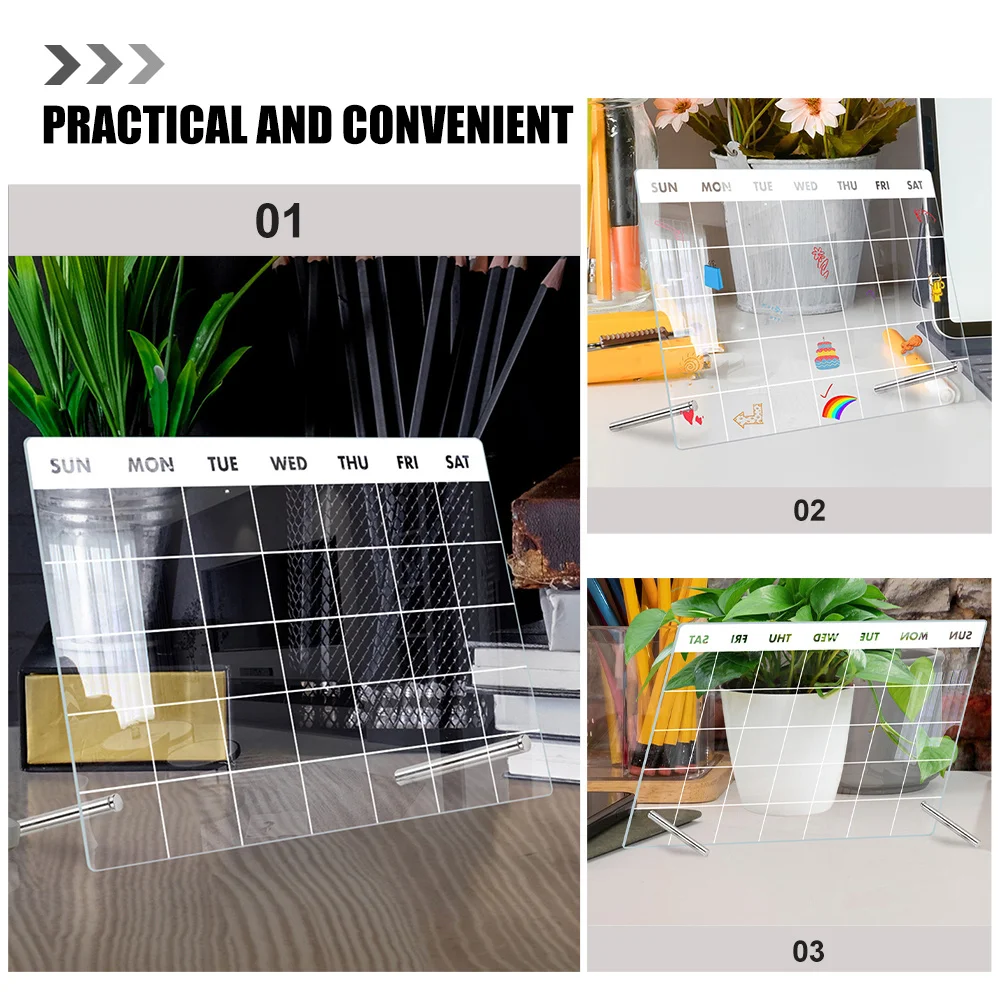 1 مجموعة الاكريليك مذكرة مجلس واضح الجاف محو لوح كتابة منضدية رسالة المنظم مكتب مخطط الديكور الجاف محو الجدول