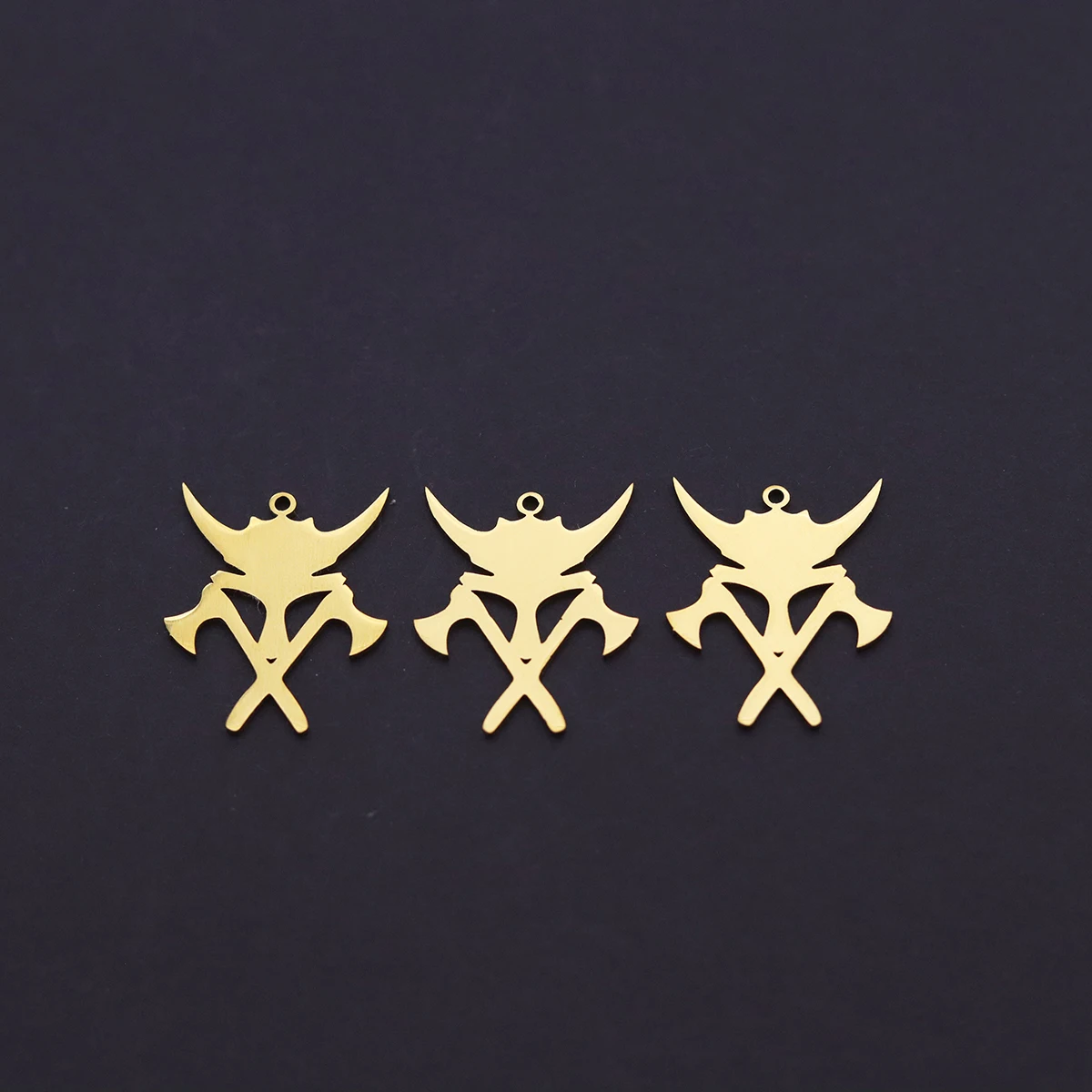 3pcs Stainless Steel Viking Double Crossed Axe Pendant Nordic Gothic Warrior Horn Helmet Charms DIY Necklace Jewelry Making - view 3