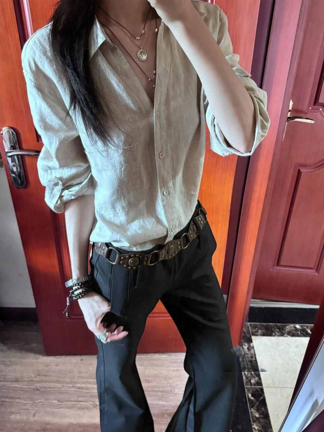 Fashionable V-Neck Long Sleeve Shirt Women's Design Sensation Inner Wear Casual Layering OL Shirt Spring Autumn Korean ...