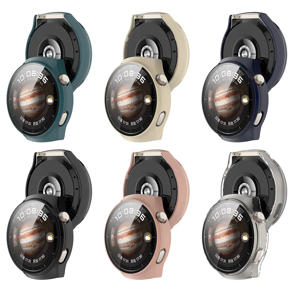 

PC Watch Case Bumper Case with Tempered Glass Watch Screen Protector Anti-Fall Anti-Scratch for Huawei Watch 4 Pro Smart Watch