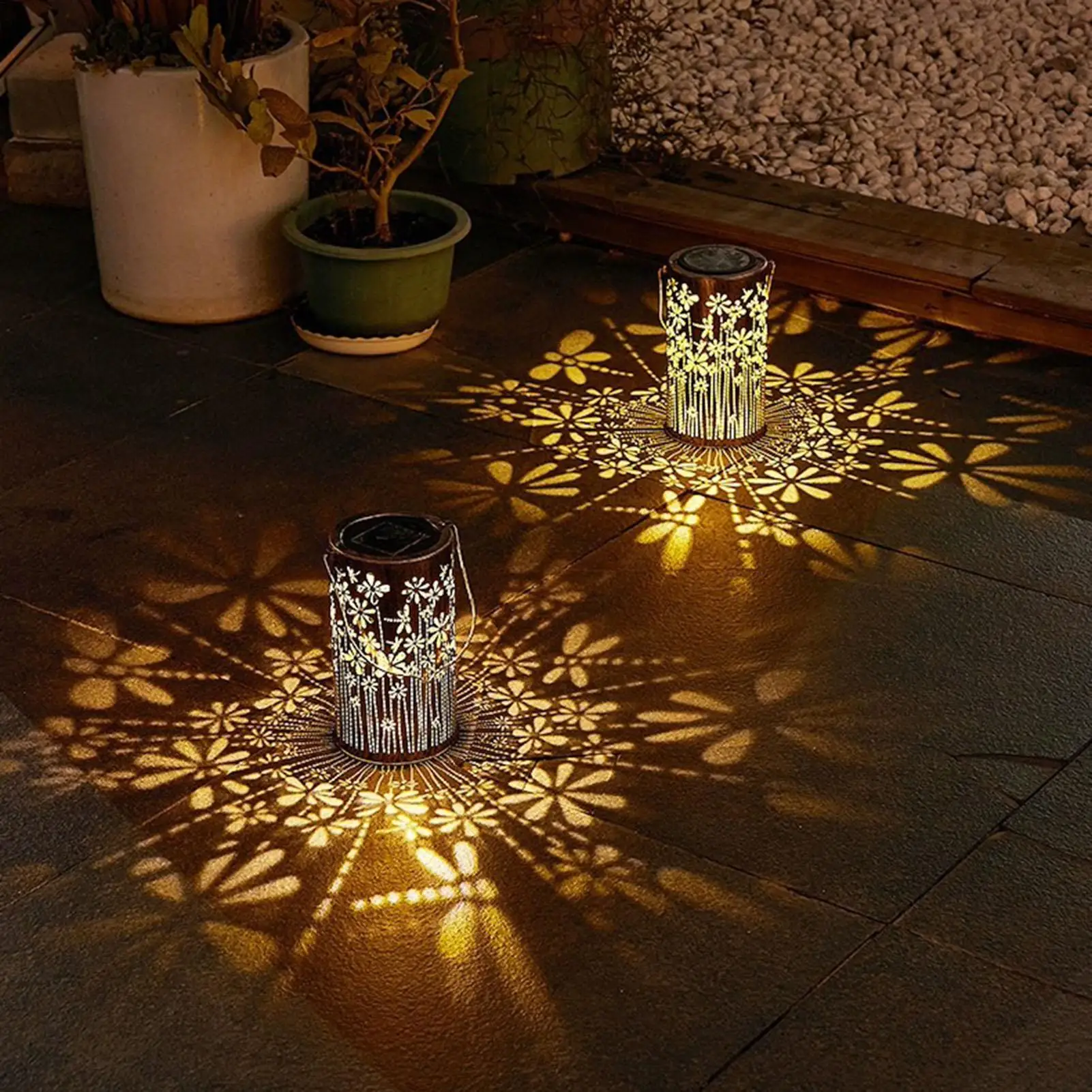 Solar Hangings Lantern Waterproof Flower Lamps Decorations Solar Lights Outdoor Pathway For Yard Outside Path Landscape Walkway - view 4