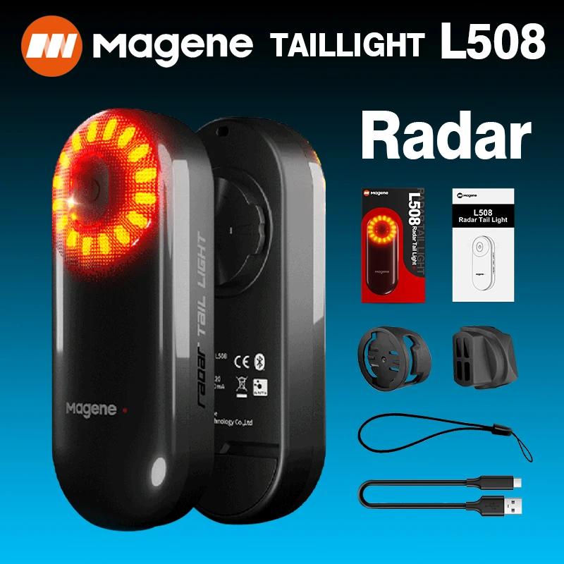 Magene Radar Tail Light L508 Bicycle Rear Brake Sensing Lamp Saddle Seatpost Ebike Waterproof LED Charging Cycling Taillight