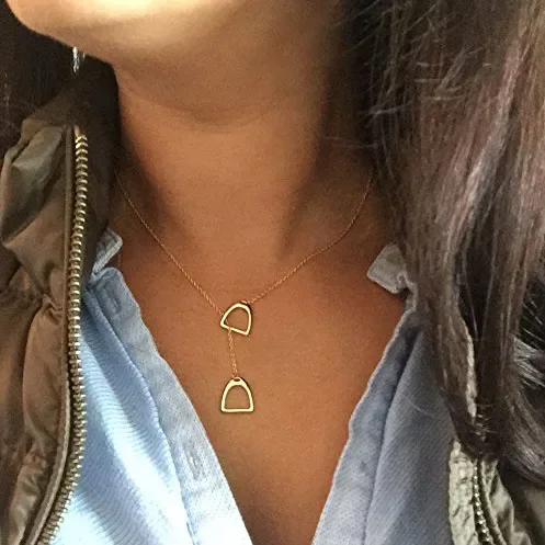 جديد محظوظ مزدوج الحصان حافر قلادة حساسة 925 فضة قلادة المرأة موضة مجوهرات الحفلات #1