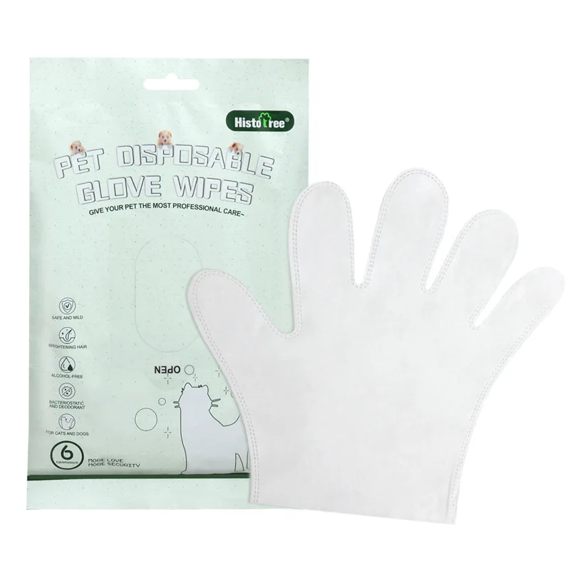 Pet Disposable Gloves Dog Body Wipes No Rinse Washing Gloves Grooming Pet Gloves Gentle Deodorizing Wipes Cat Cleaning Fur Eye