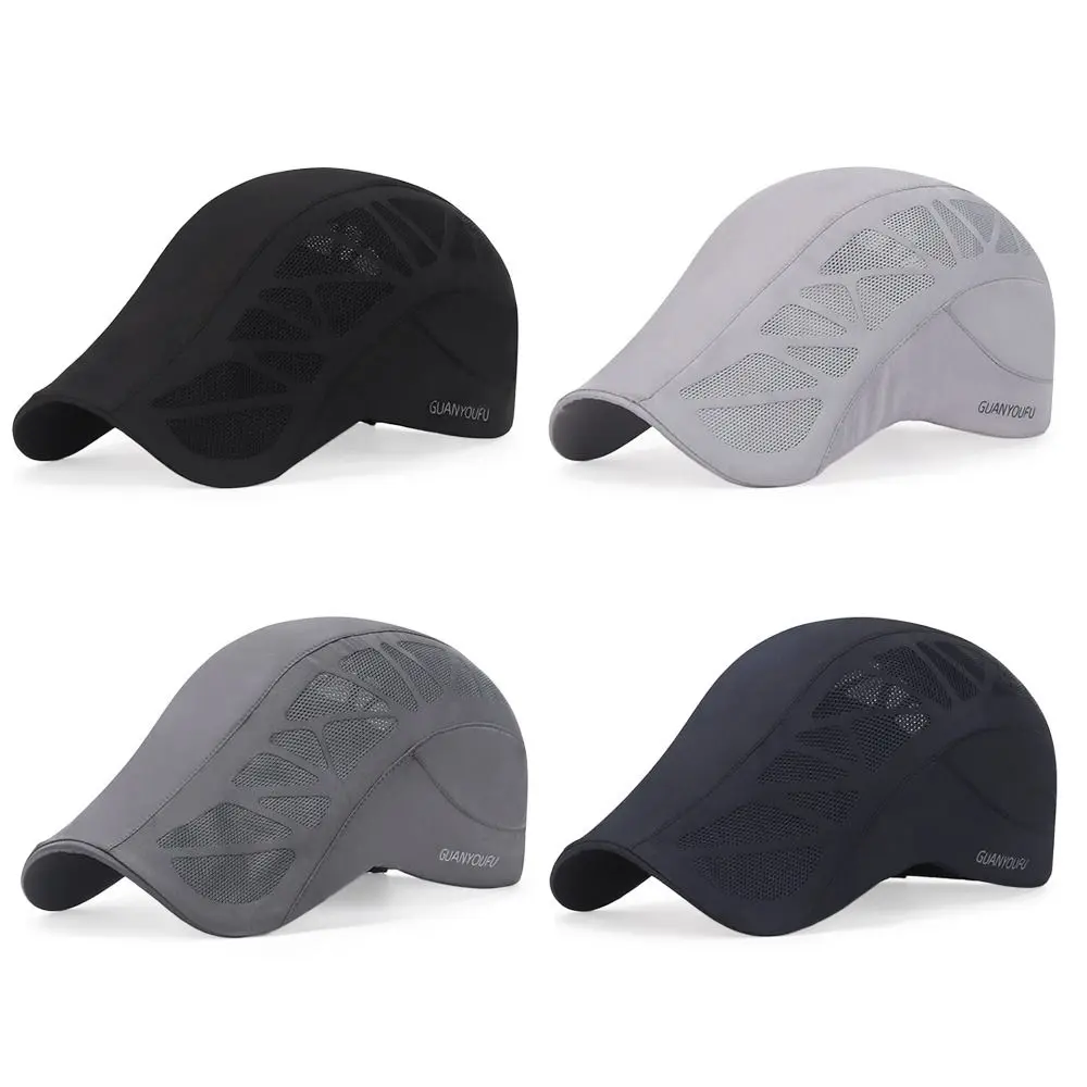 Fashion Men Letter Quick-drying Golf Driving Beret Hat Baseball Cap Sun Cap Cabbie Hat
