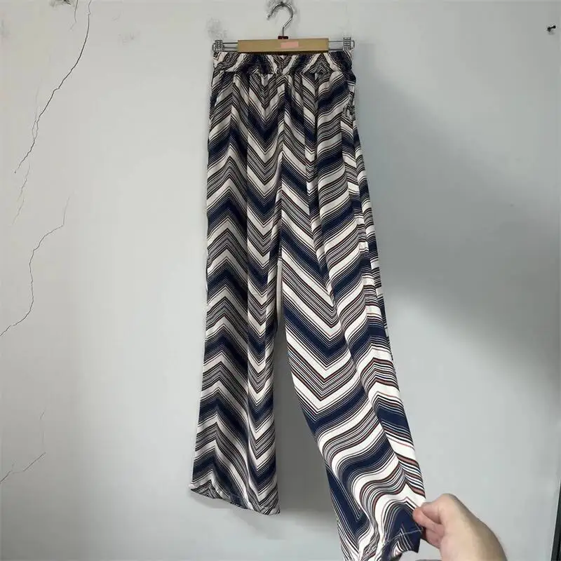 Geometric Z Line Pattern Print Mens Casual Pants High Drape Fabric Wide Leg Trendy Male Trousers 2026 Autumn New VD56Y