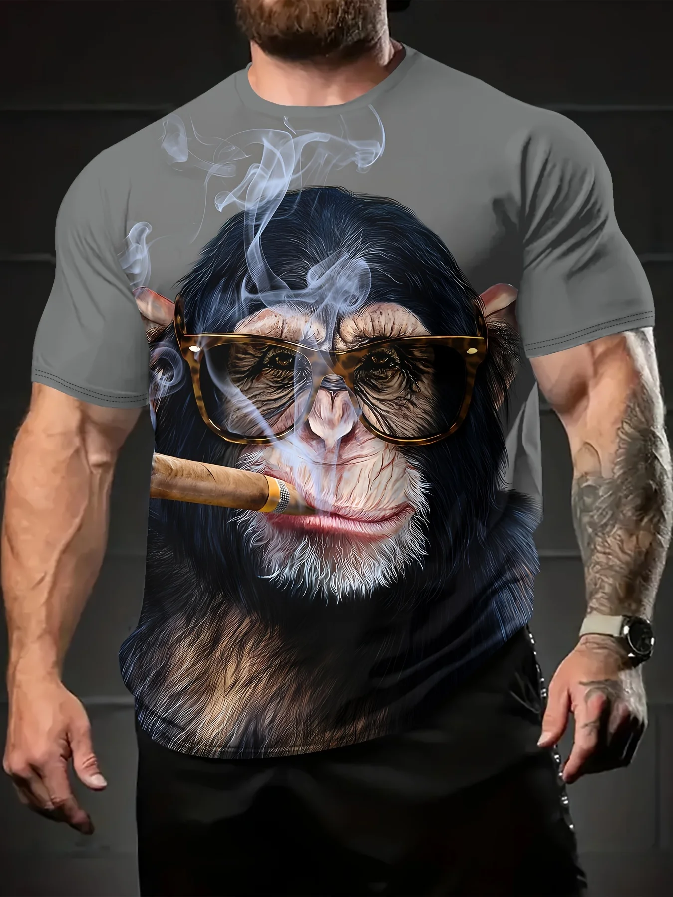 Funny 3D Gorilla Print Men's T Shirt Casual O-neck Loose Short Sleeve Fashion Trend Men Clothing Summer Breathable T Shirt