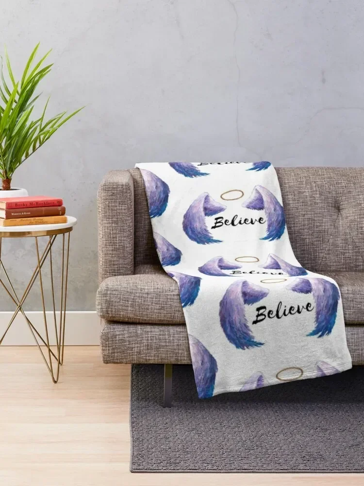 Believe, Guardian Angel Wings Throw Blanket Hair warm winter Blankets For Sofas Decorative Beds Blankets