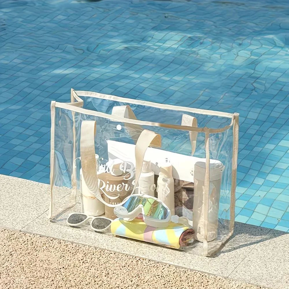 Transparent Pvc High-Quality Bag for Swimming and Fitness, Cosmetic and Adult Storage Tote Bag, Women's Shoulder Travel Beach Bag