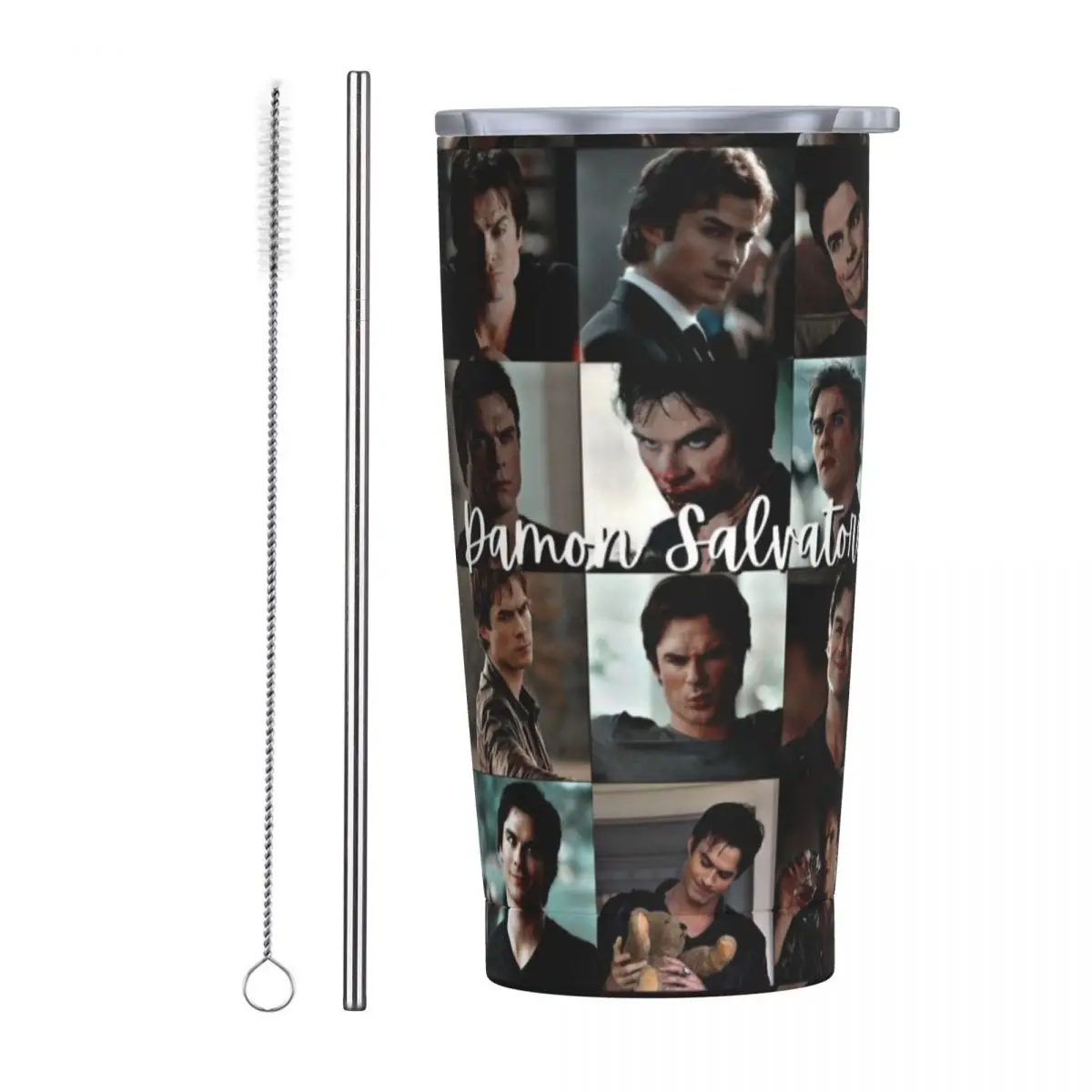 The V-Vampire Diaries Tumbler D-Damon Salvatores Photo Hot Drinks Water Bottle Insulated Stainless Steel Thermal Cups Car Mugs