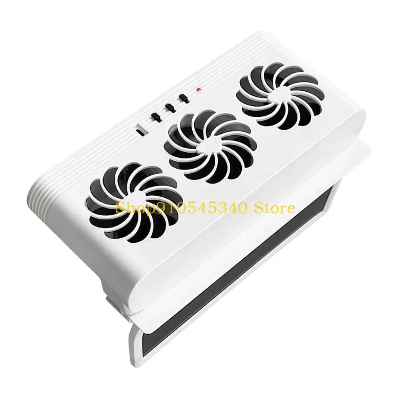 U2JA USB Rechargeable/Solar Car Ventilation Fan Triple Airflows Radiator Cooling Fan