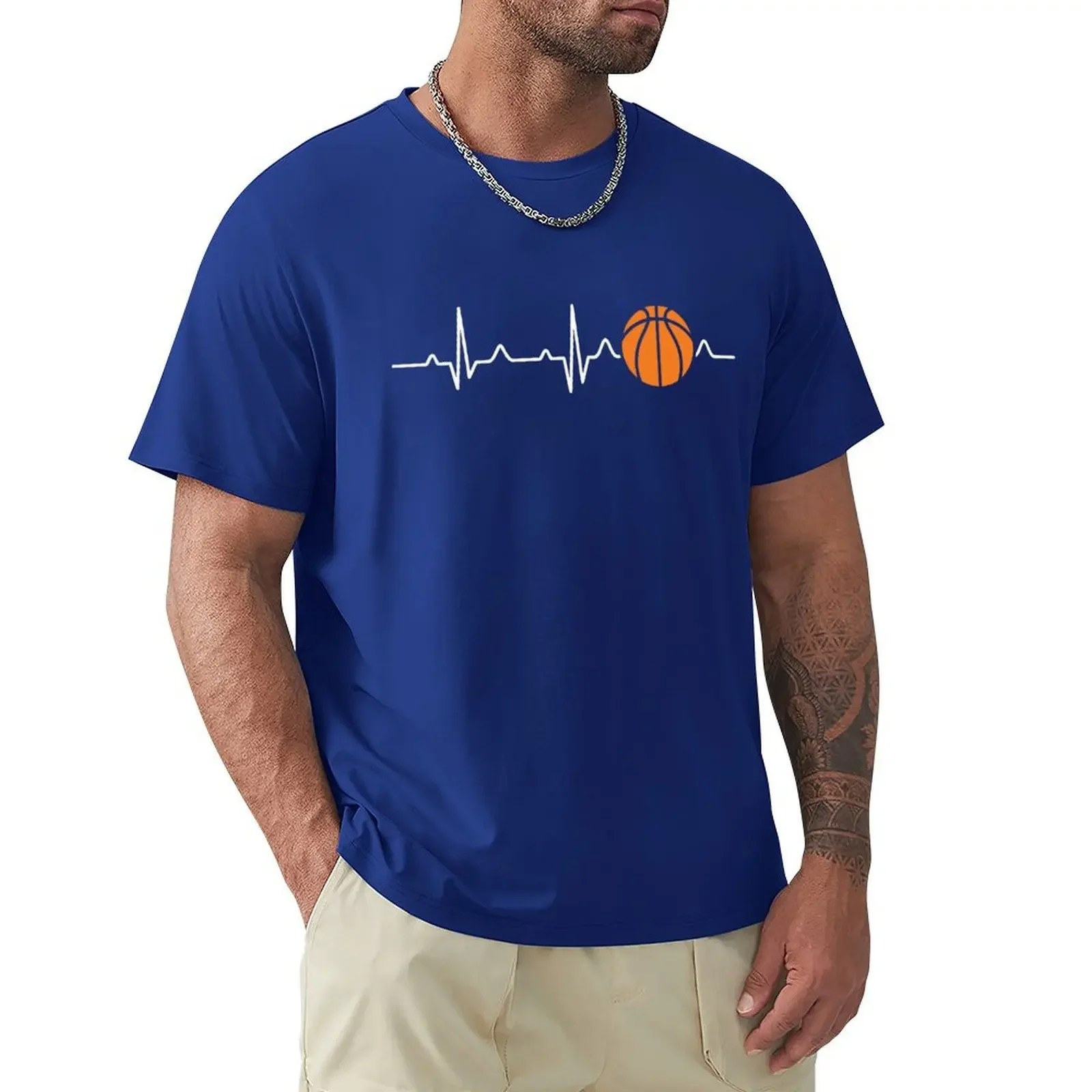 Basketball Heartbeat T Shirt Harajuku Short Sleeve T-shirt 100% Cotton Graphics Tshirt Tops