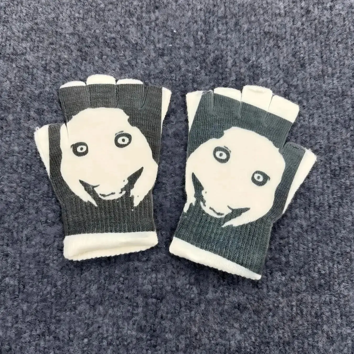 Y2K Retro bedruckte fingerlose Handschuhe High Street gestrickte Touchscreen-Handschuhe Ins trendige gleiche Stil Mode