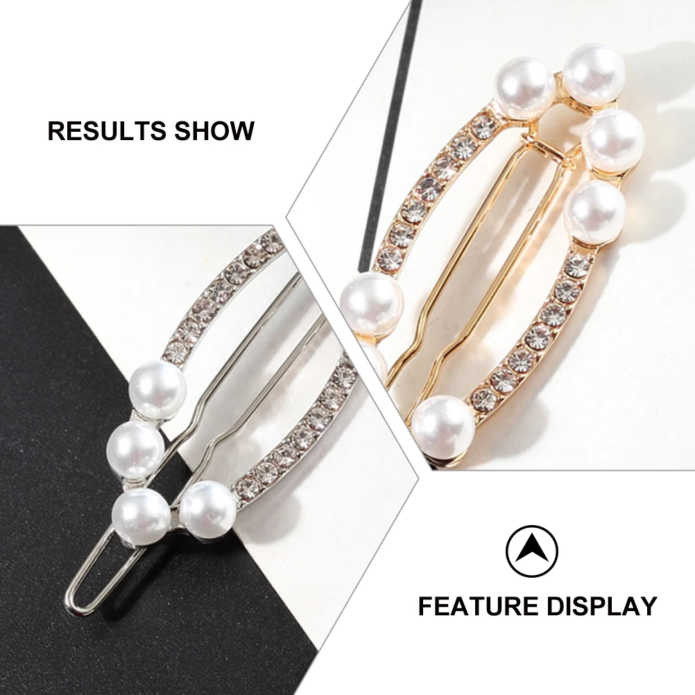 

4 Pcs Pearl Hairpin Rhinestone Accessories Crystal Barrette Clips Fine Pins Women Elegant Daily Occasions Wedding Prom Party