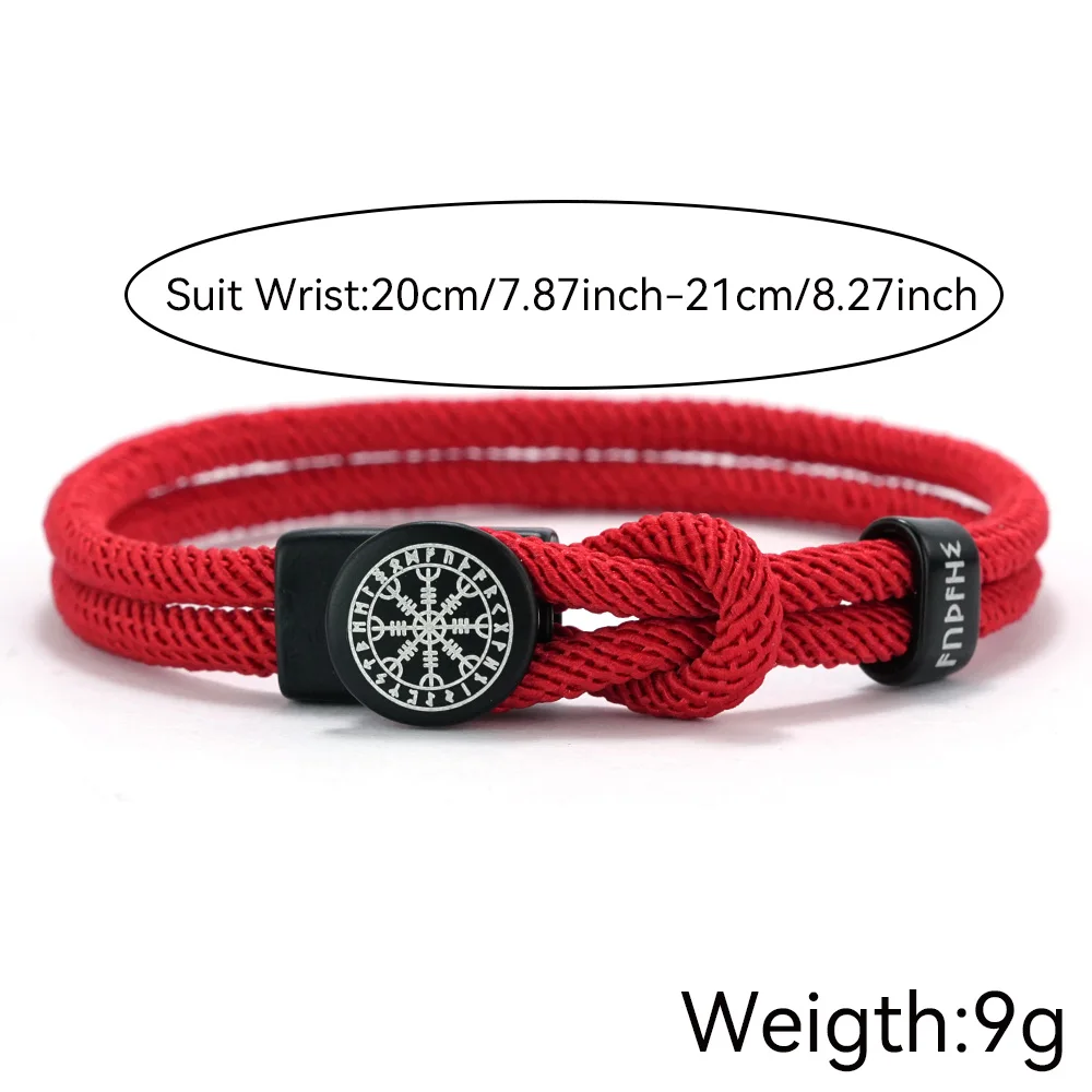 Viking Compass Weaven Luck Red Rope Bracelet Men Handmade Bilayer Grade A String Easy Hook Braslet Husband Perfect Gift Jewelry view 3
