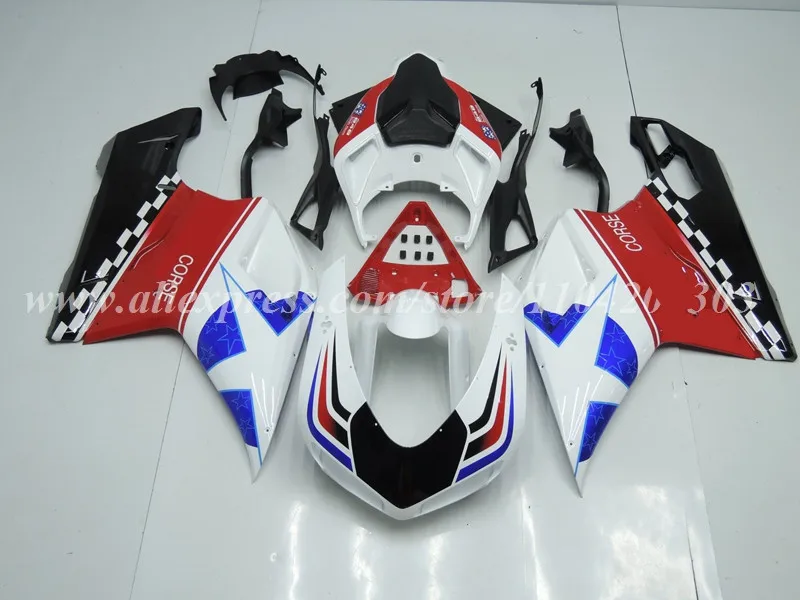 4Gifts New ABS Motorcycle Whole Fairings Kit Fit For Ducati 848 evo 1098 1198 Bodywork Set Custom Red Blue White