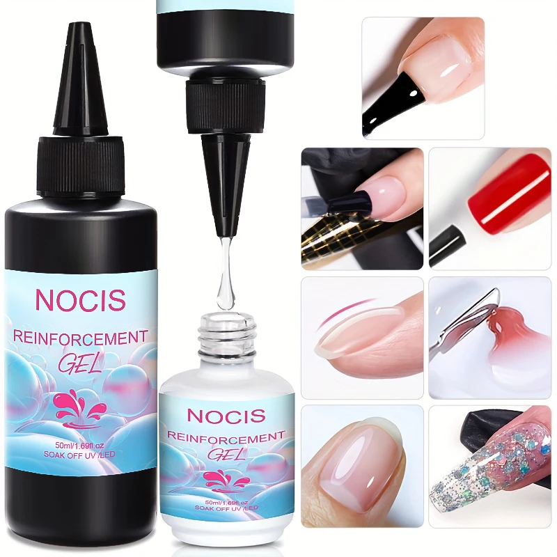 50 ml 7-in-1-stärkendes Nagelgel zum Einweichen, Nagellack, klare Dicke, Kleber für gefälschte Spitzen, Nagelaufbaugel