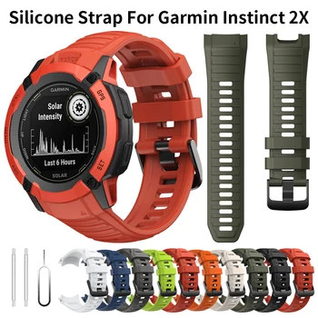 Bracelet en Silicone sans espaces, 26mm, pour Garmin Instinct 2X Solar, édition tactique, accessoires de remplacement
