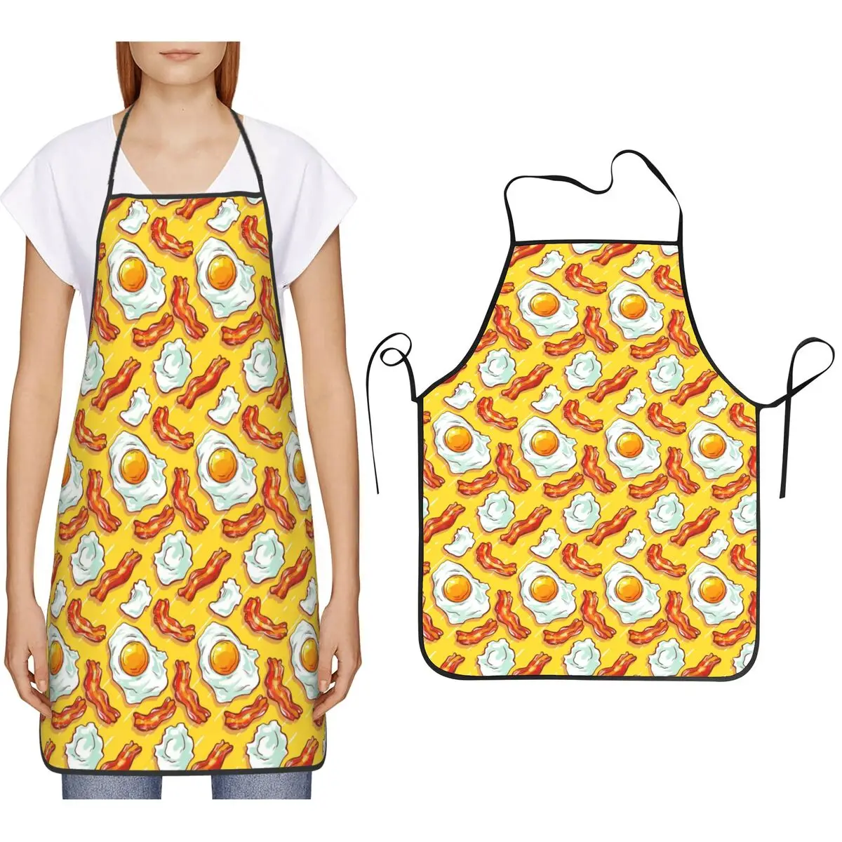 Fried Egg Bacon Gourmet Energy Breakfast Aprons Chef Cooking Baking Tablier Bib Kitchen Cleaning Pinafore for Women Men Painting